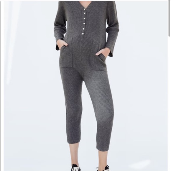 NWT Zara Maternity Mood Ribbed Knit Jumpsuit sz S - Picture 3 of 11